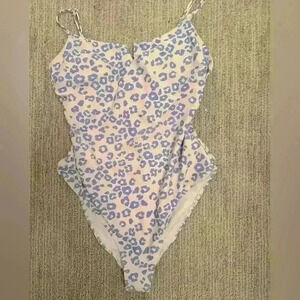 Tahiti medium blue and white cheetah print swimsuit